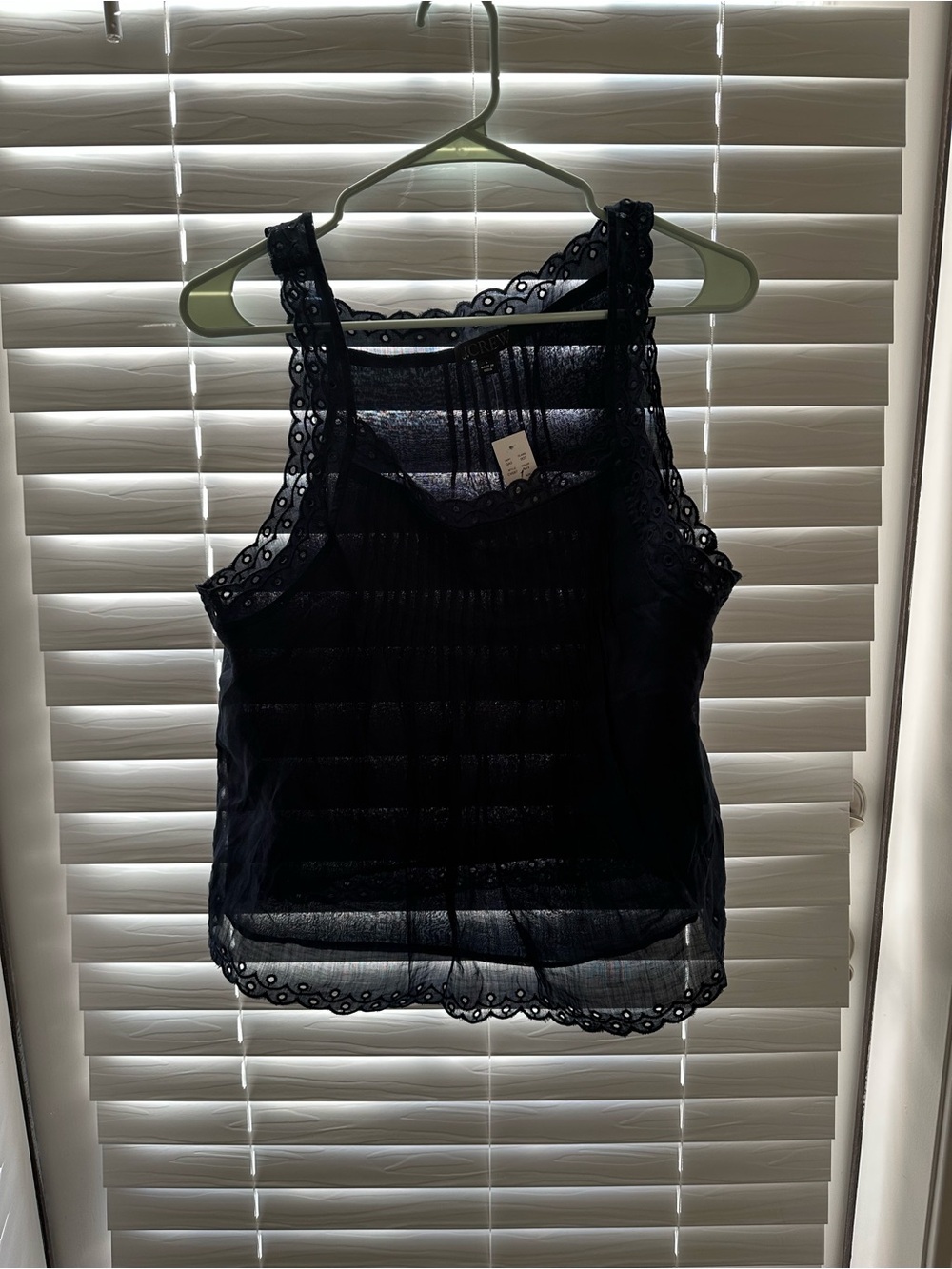 Women's Lace-Trim Tank Top - Navy
